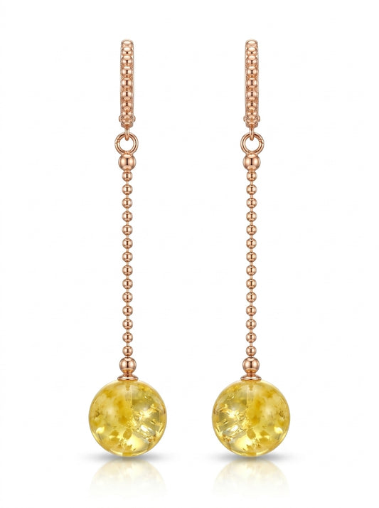Ball Cognac Amber Silver Earrings — DARVIN (Pre-Order)