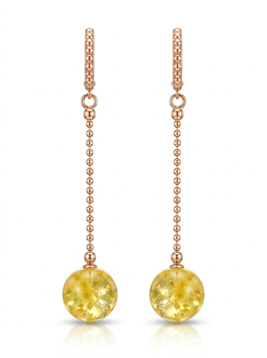 Ball Cognac Amber Silver Earrings — DARVIN (Pre-Order)