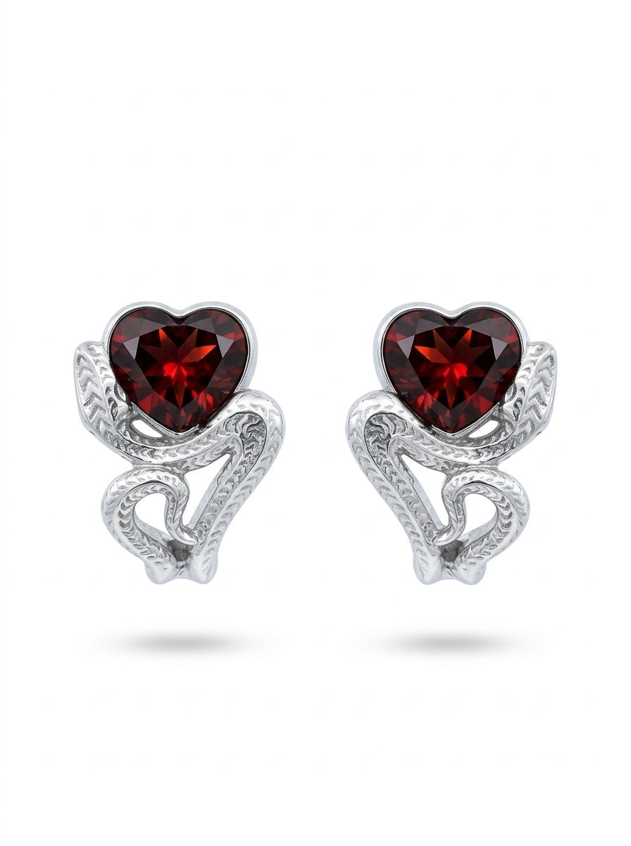 Heart Cognac Amber Silver Earrings — DARVIN (Pre-Order)