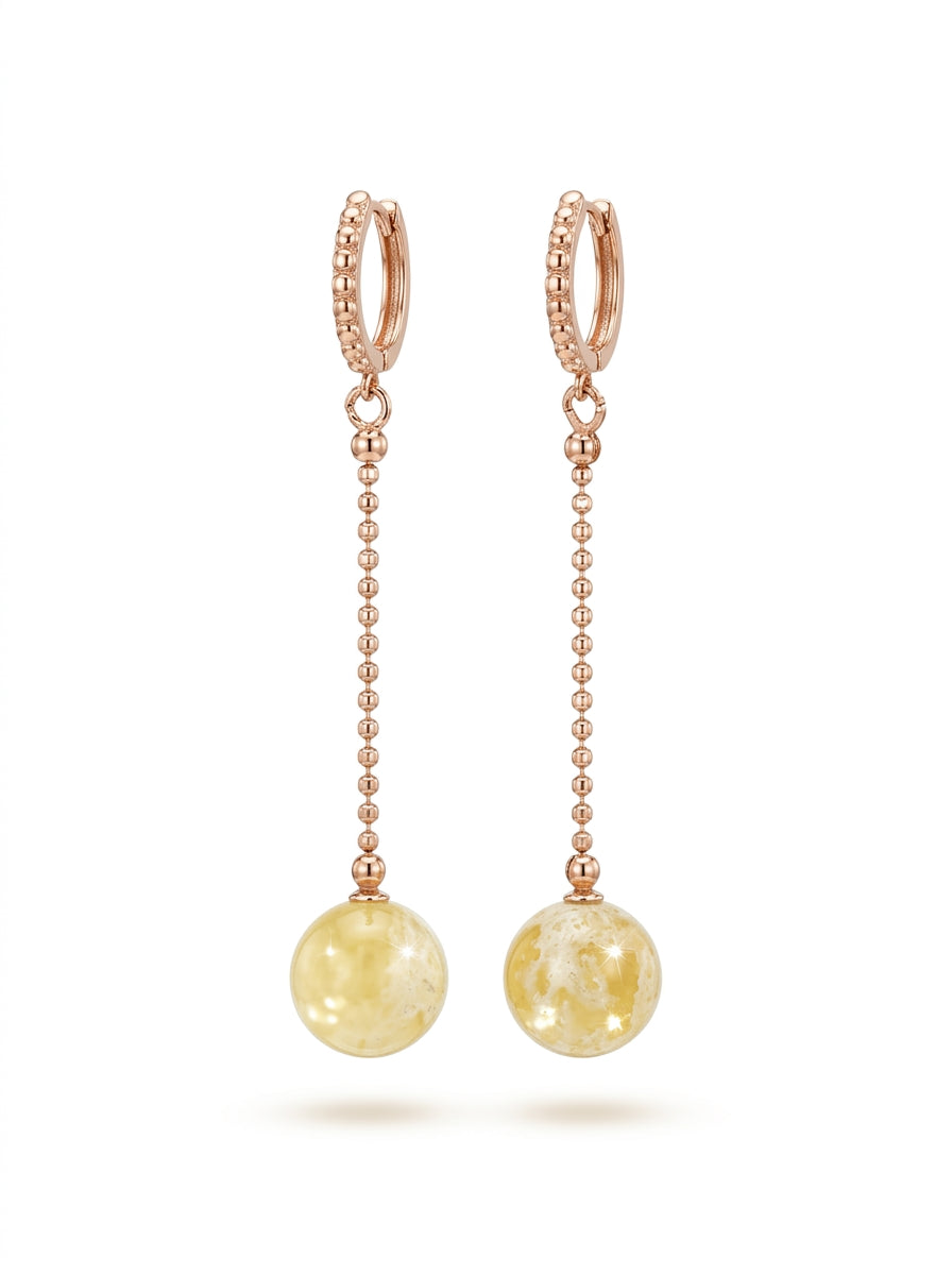 Ball Green-Black Amber Silver Earrings — DARVIN (Pre-Order)