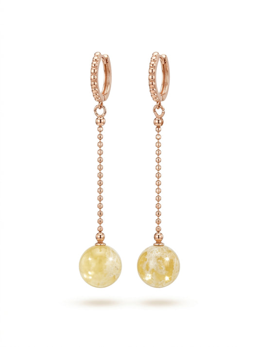 Ball Green-Black Amber Silver Earrings — DARVIN (Pre-Order)