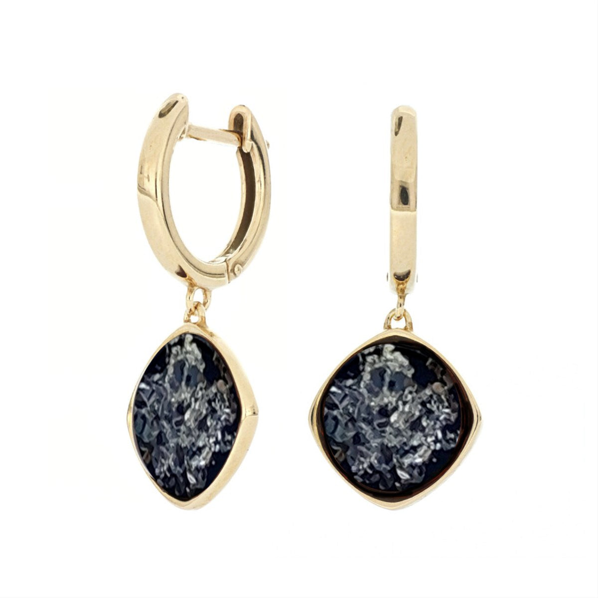 Round Green Amber Silver Earrings — DARVIN (Pre-Order)