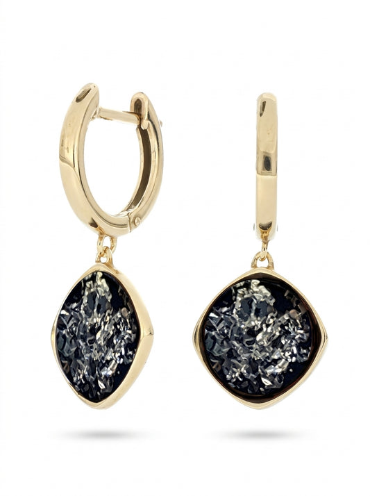 Round Green Amber Silver Earrings — DARVIN (Pre-Order)