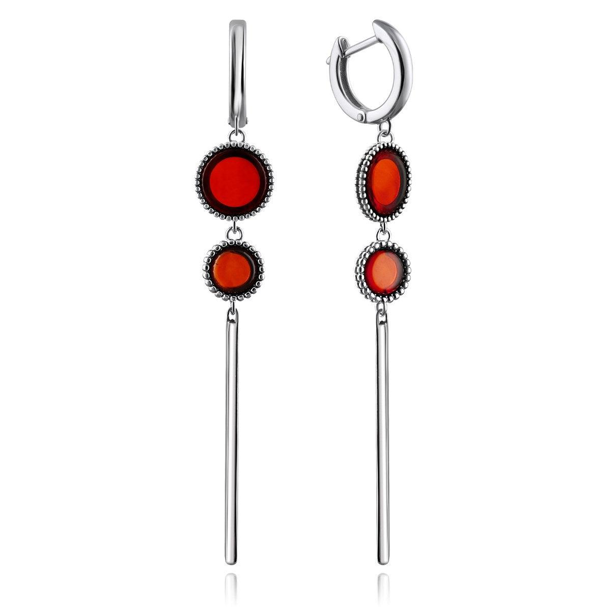 Round Cognac Amber Silver Earrings — DARVIN (Pre-Order)