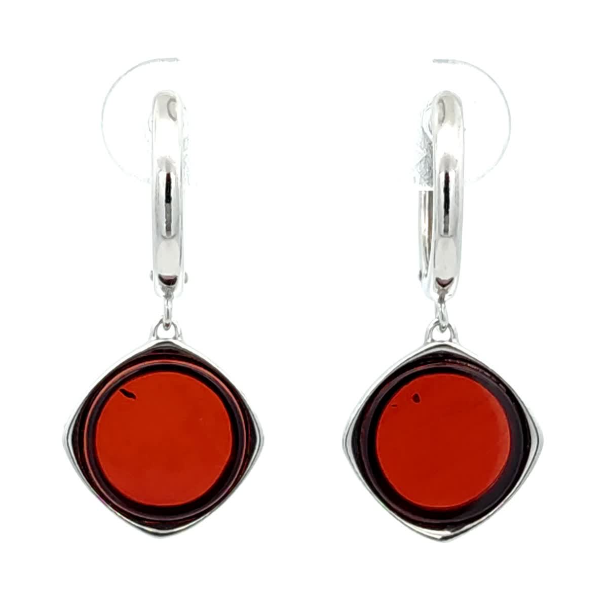 Round Cognac Amber Silver Earrings — DARVIN (Pre-Order)