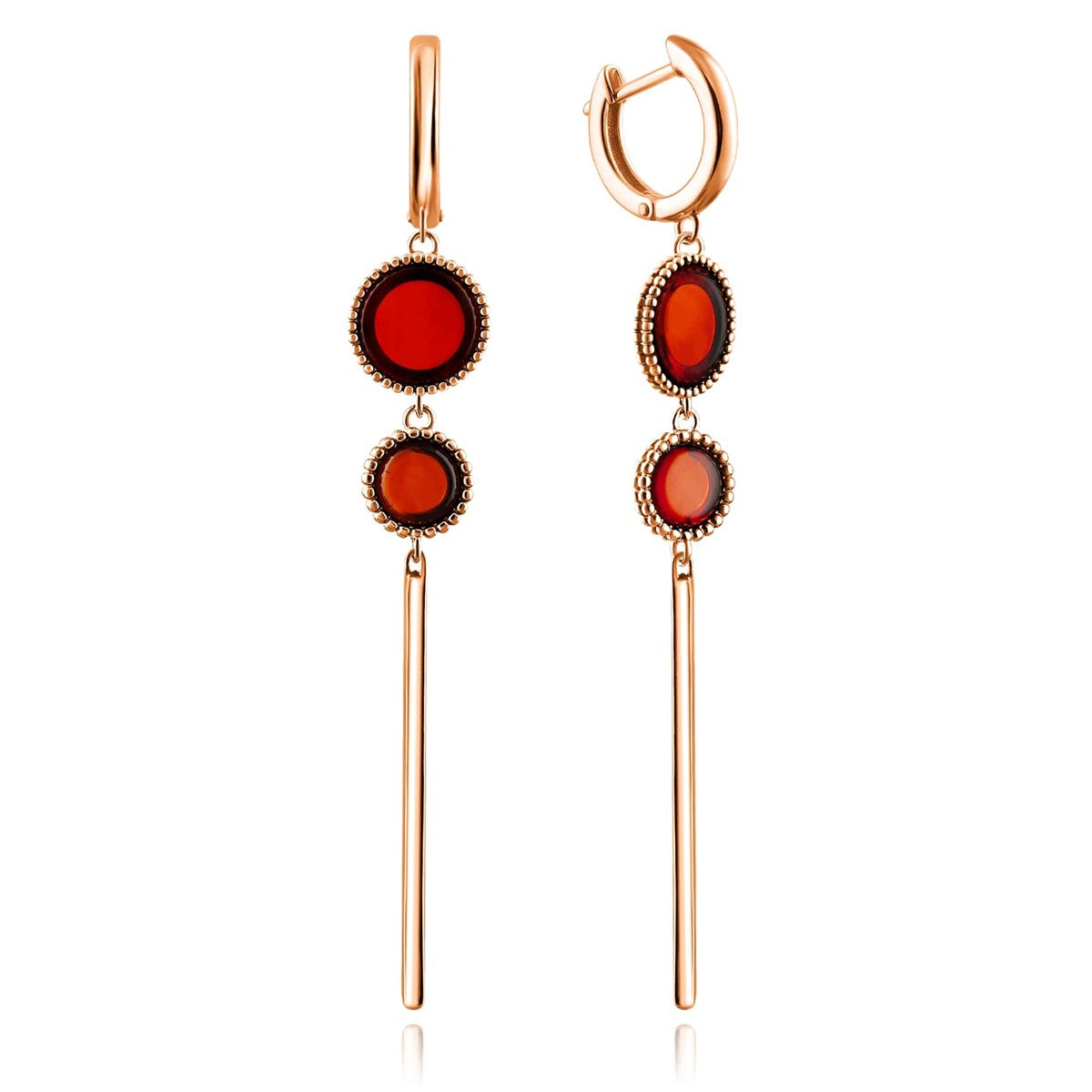 Round Cognac Amber Silver Earrings — DARVIN (Pre-Order)