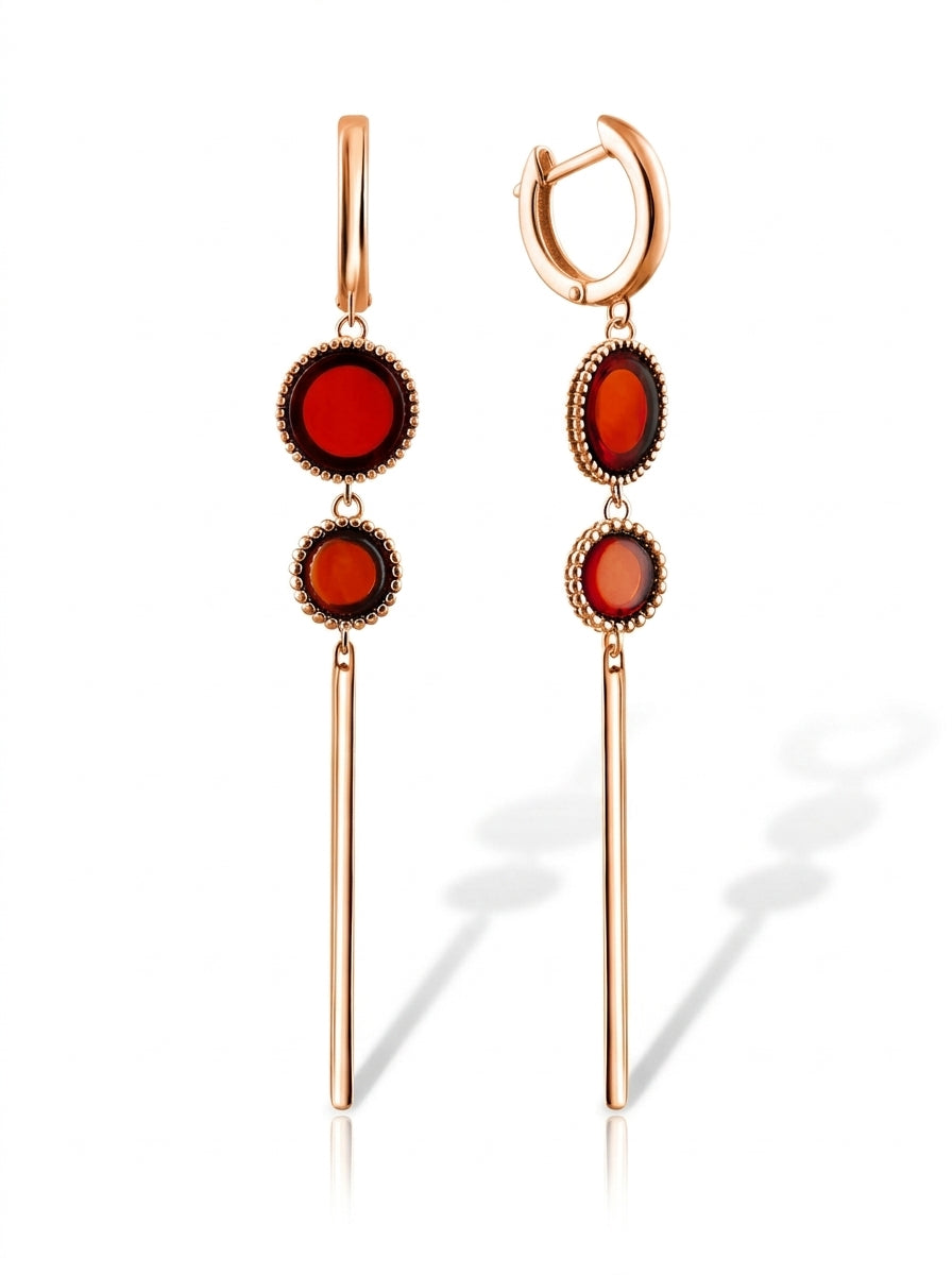 Round Cognac Amber Silver Earrings — DARVIN (Pre-Order)