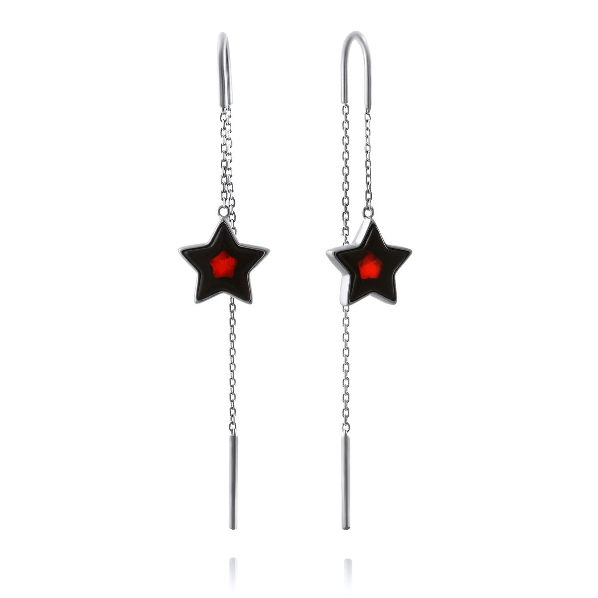 Star Cognac Amber Silver Threader Earrings — DARVIN (Pre-Order)