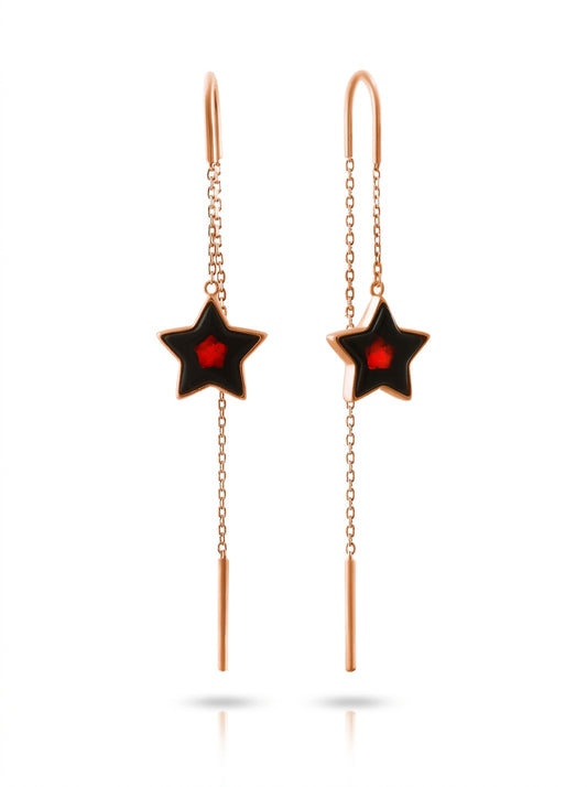 Star Cognac Amber Silver Threader Earrings — DARVIN (Pre-Order)
