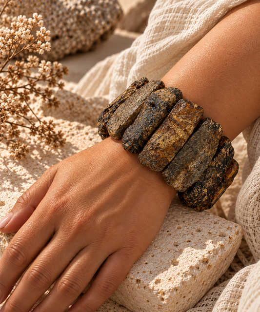 Cleopatra Collection – Natural Solid Baltic Amber Statement Bracelet