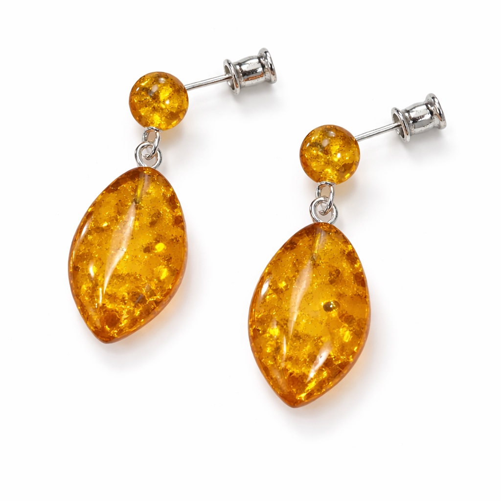 Amber Drop Stud Earrings – Baltic Amber | Darvin