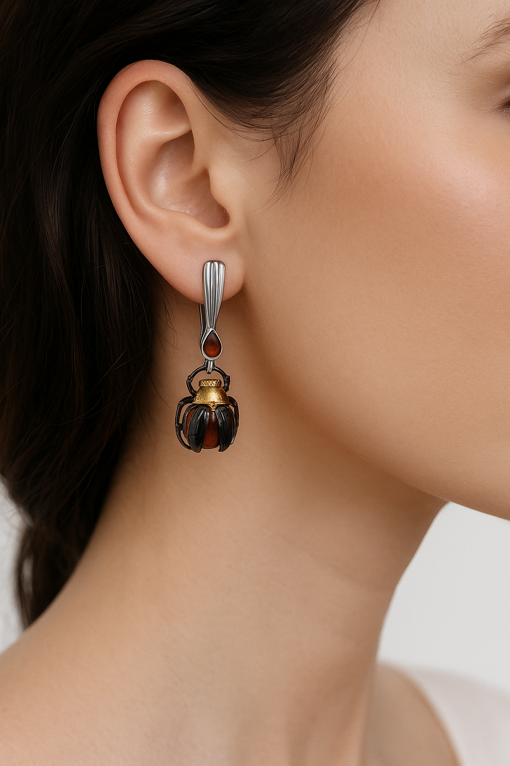 Amber Scarab Earrings