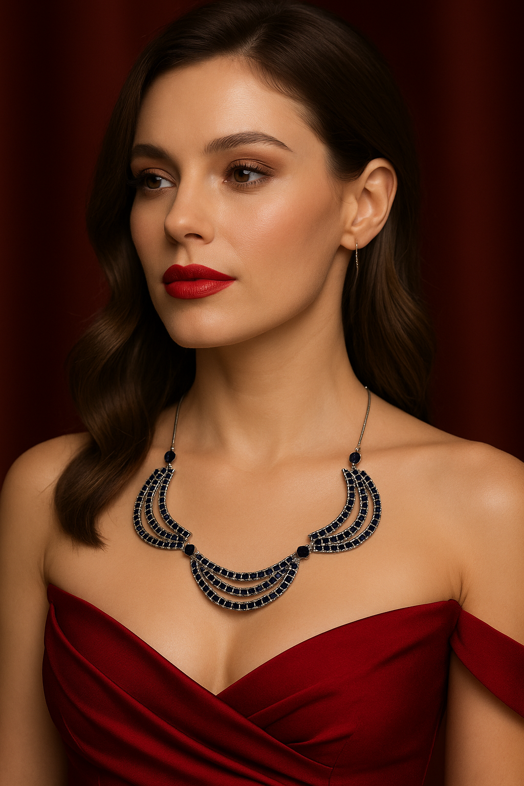 "Royal Blue Shine" Silver Necklace with Natural Sapphires