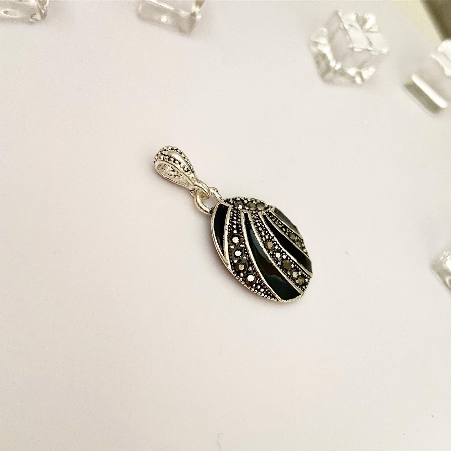 Set - earrings and pendant drop silver