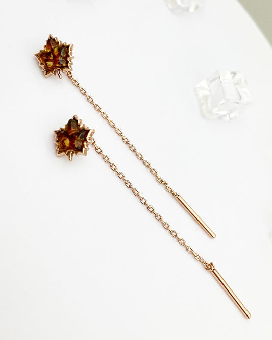 Threader earrings "Maple Leaf"