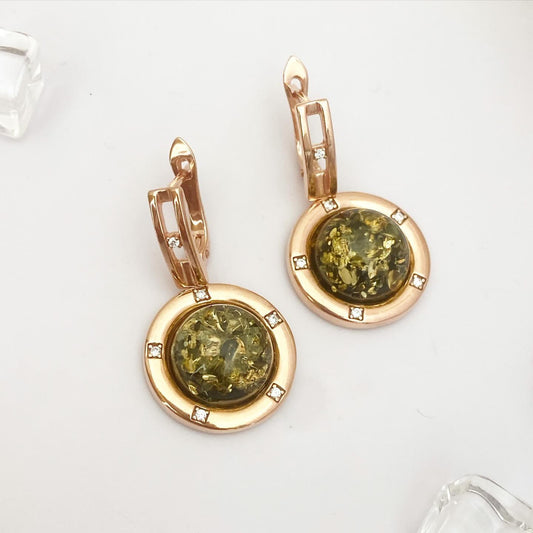 Earrings with Amber "Saturn"