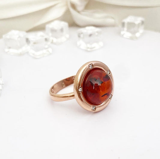 Ring with Amber "Saturn"