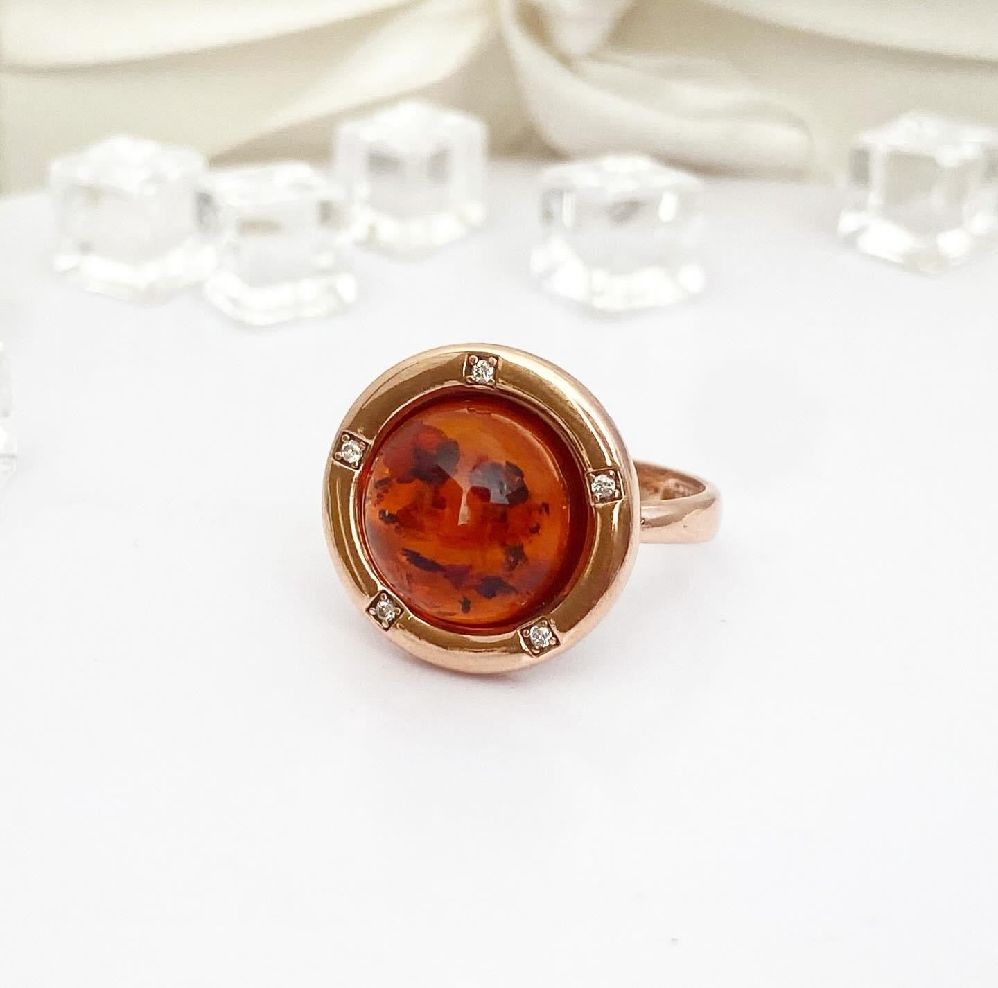 Ring with Amber "Saturn"