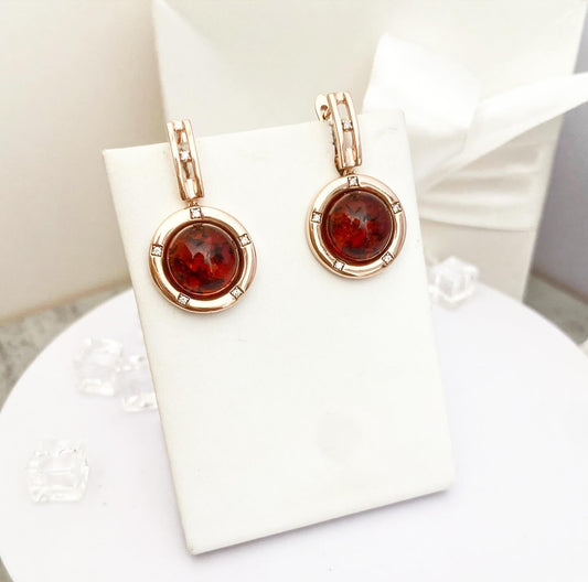 Earrings with Amber "Saturn"