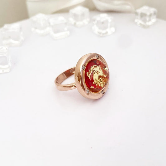 Ring with Amber "Saturn"