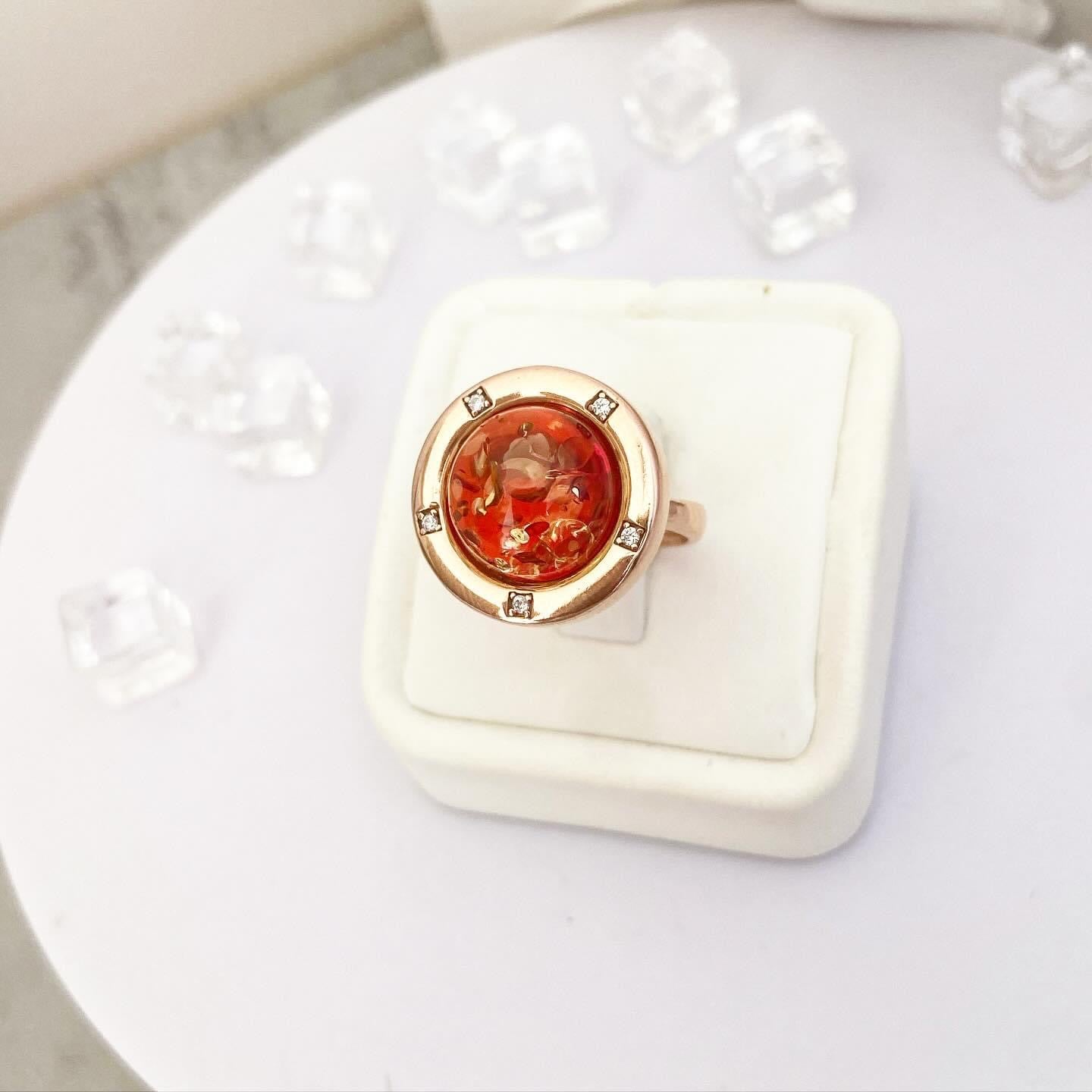 Ring with Amber "Saturn"