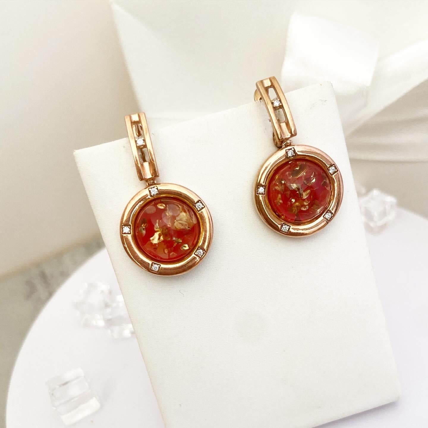 Earrings with Amber "Saturn"