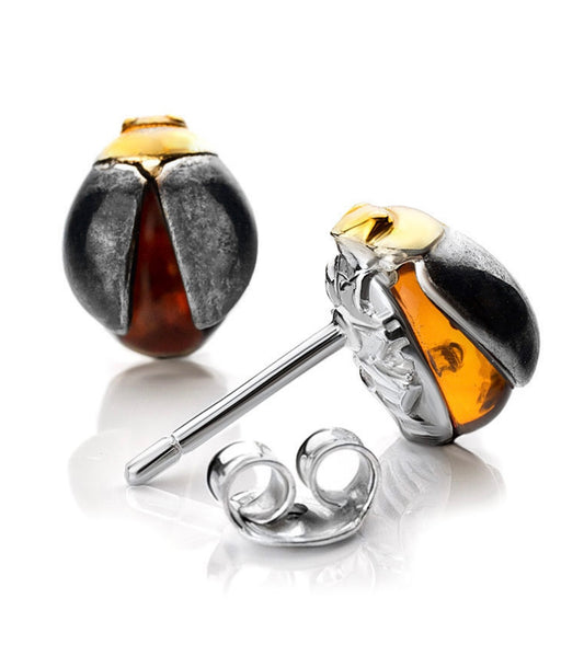 Earrings "Scarabs" with Amber