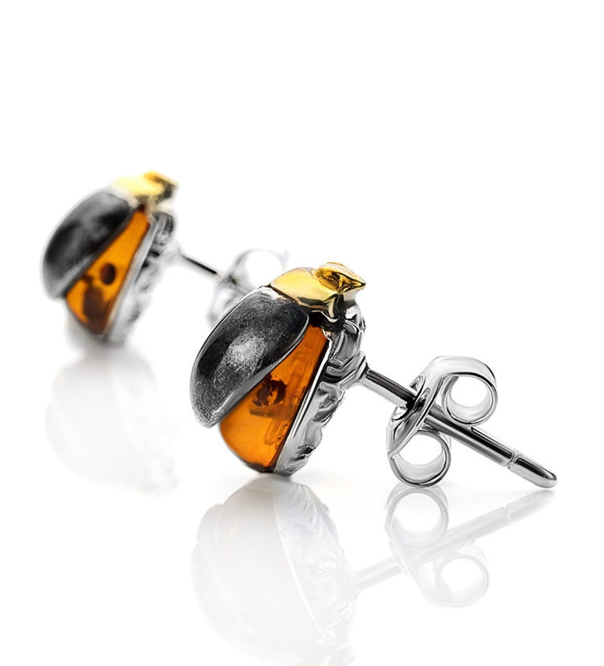 Earrings "Scarabs" with Amber