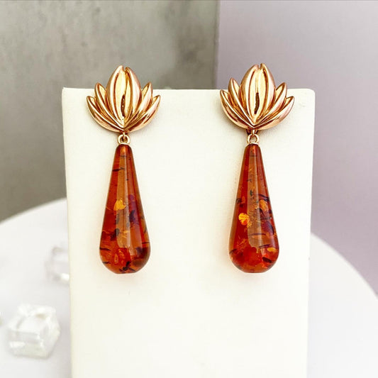 Earrings "Chestnut" with amber