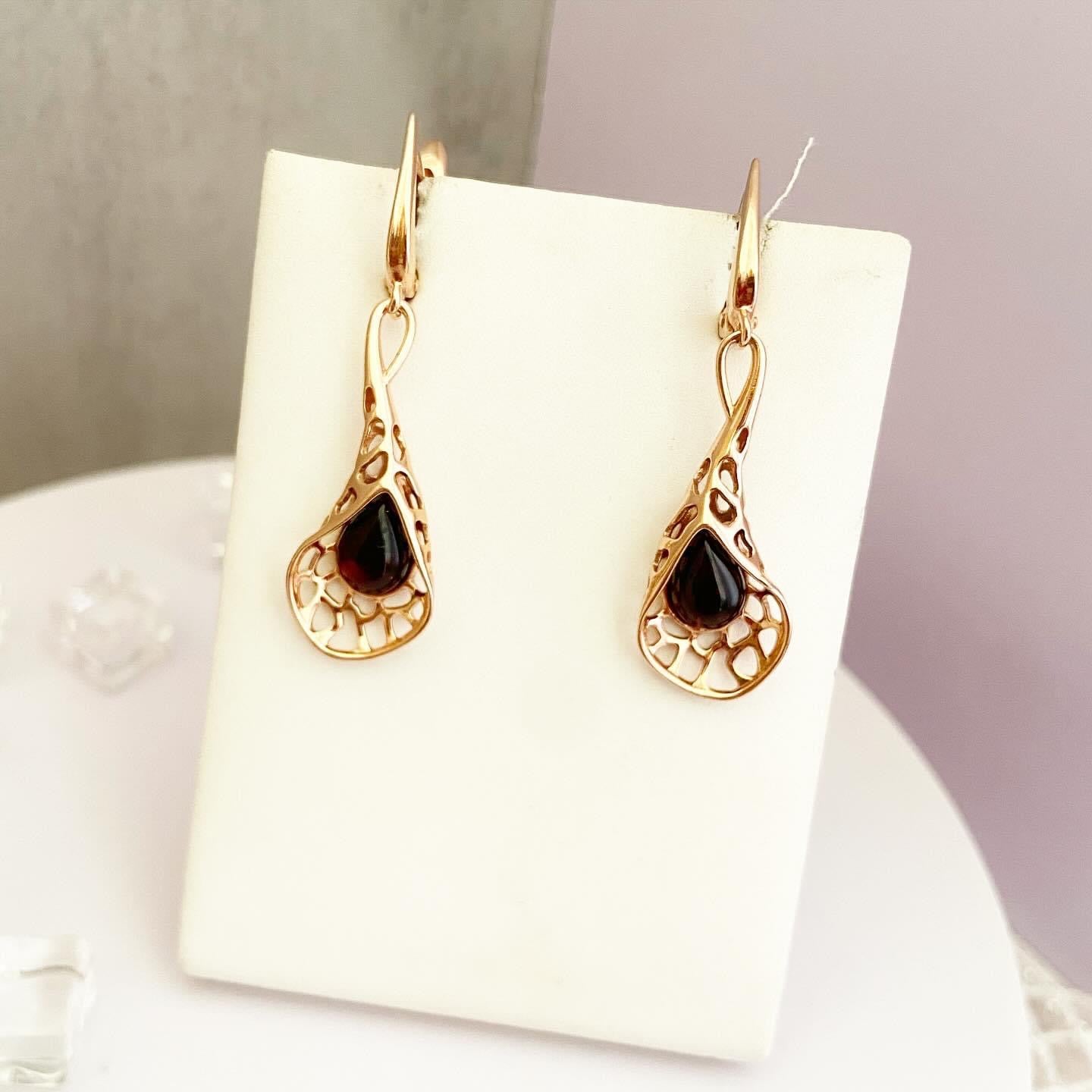 Earrings with Amber "Mesh"