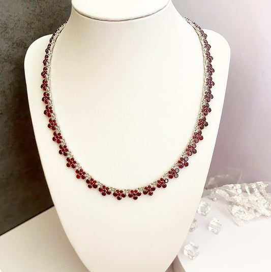 Necklace with Garnet "Floral Fantasy"