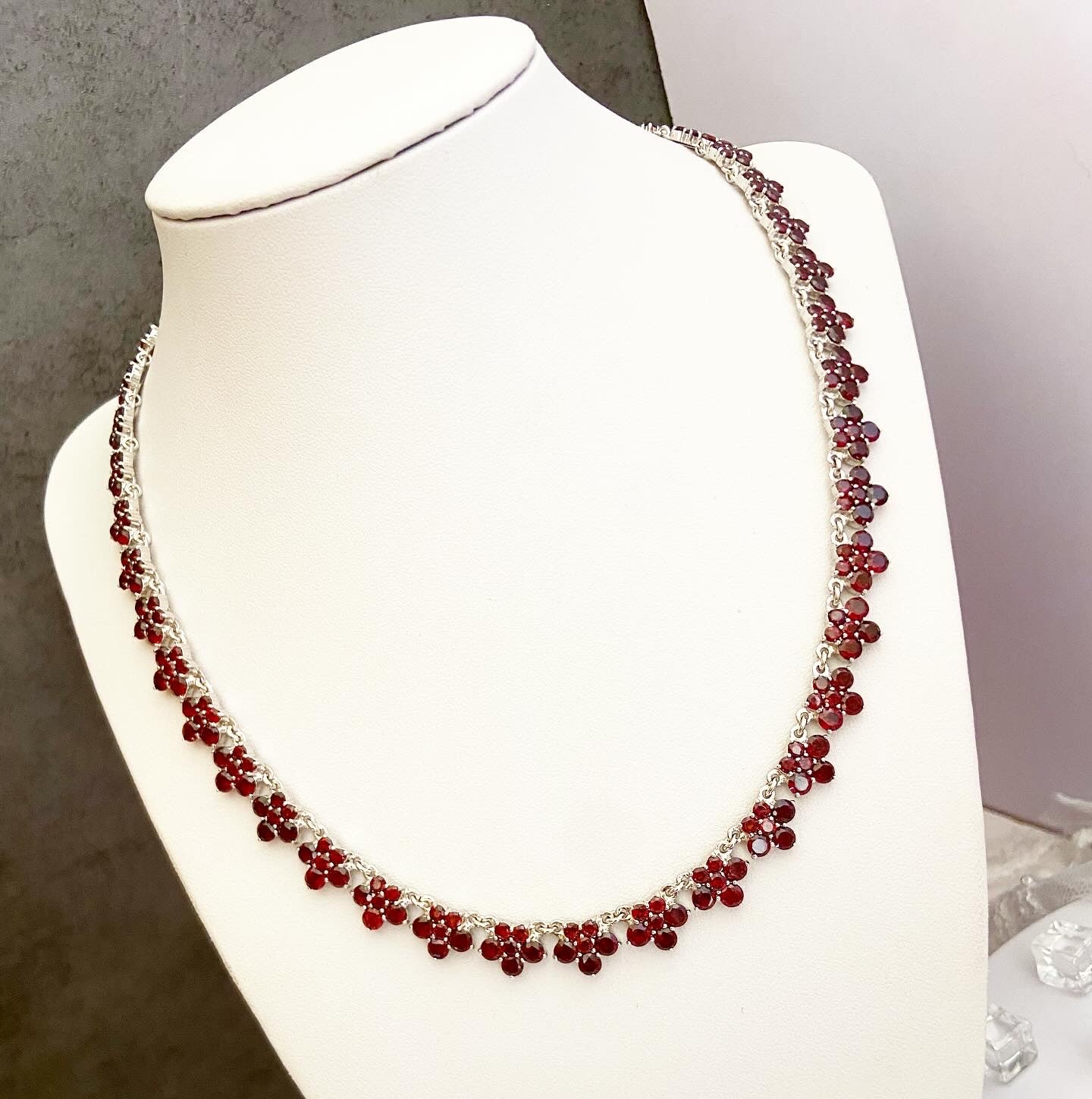 Necklace with Garnet "Floral Fantasy"