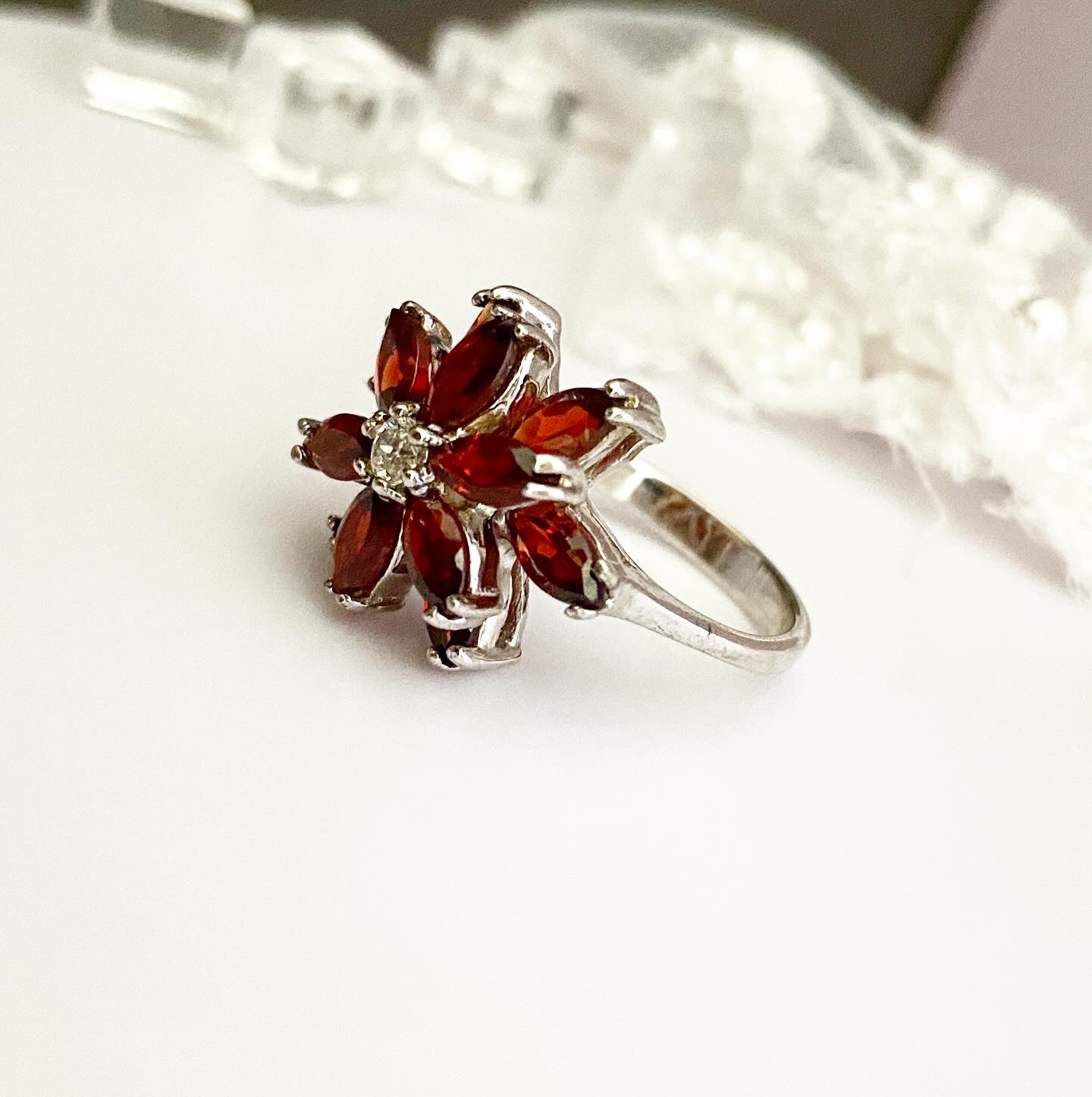 Ring with Garnet "Flower"