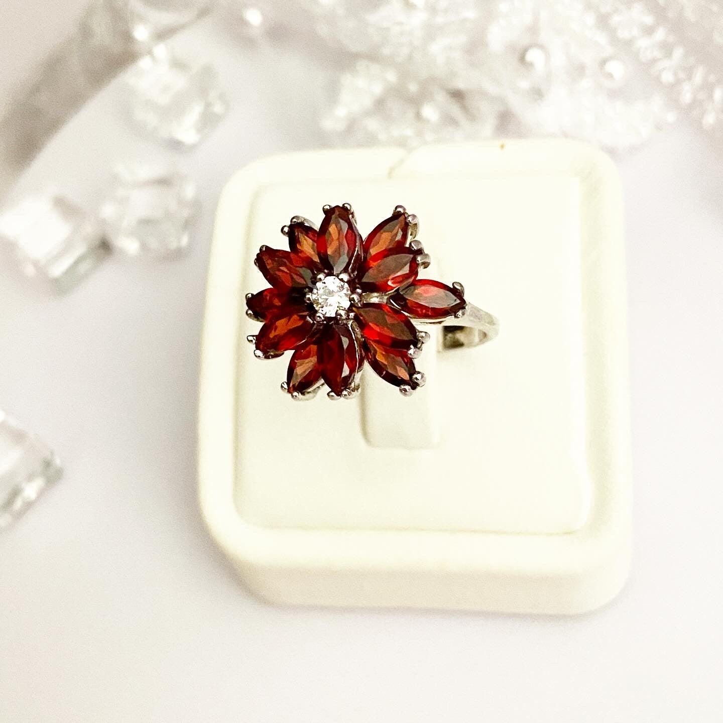 Ring with Garnet "Flower"