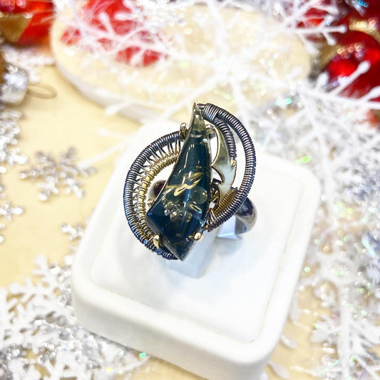 Handmade amber ring.