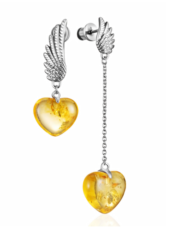 Серьги «Гармония янтарных крыльев»