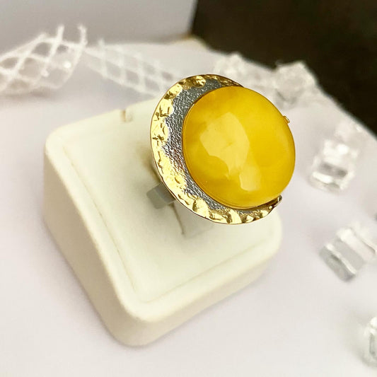 Handmade Amber Ring “Moon”