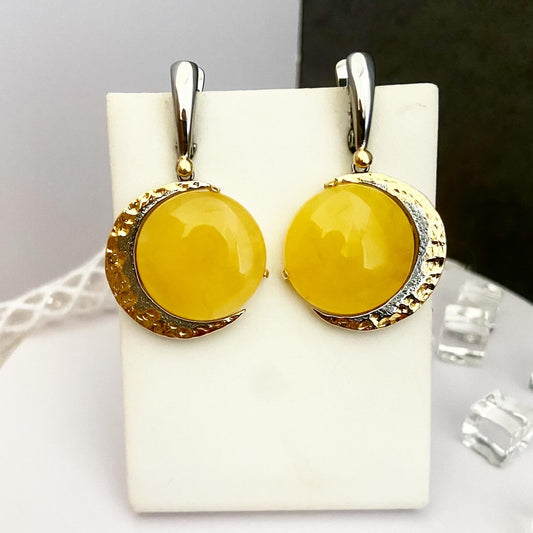 Handmade Amber Earrings “Moon”