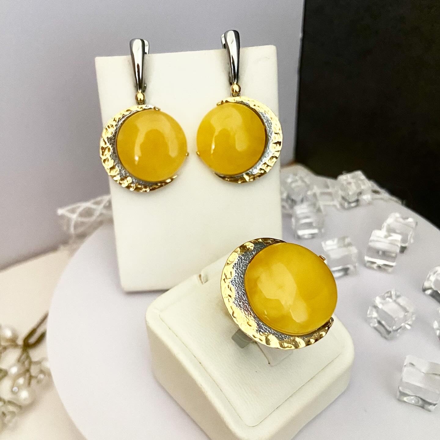 Handmade Amber Ring “Moon”