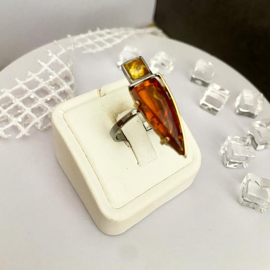 Handmade Amber Ring “Geometry”