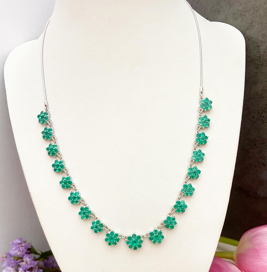 Green Agate Necklace “Floral Fantasy”