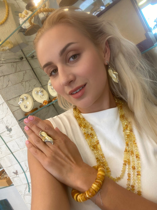 Baltic Elegance Set – Sterling Silver with Gold Plating & Natural Baltic Amber