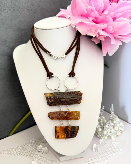 Amber Collar Necklace “Boho Raw”