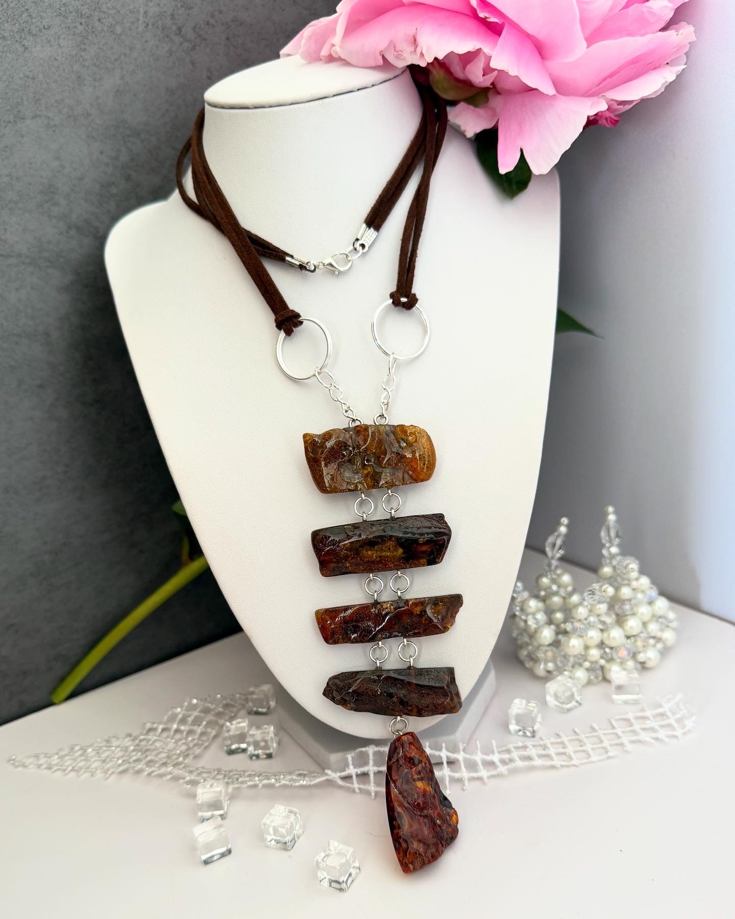 Amber Collar Necklace “Boho Raw”