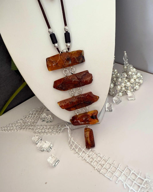 Amber Collar Necklace “Boho Raw”