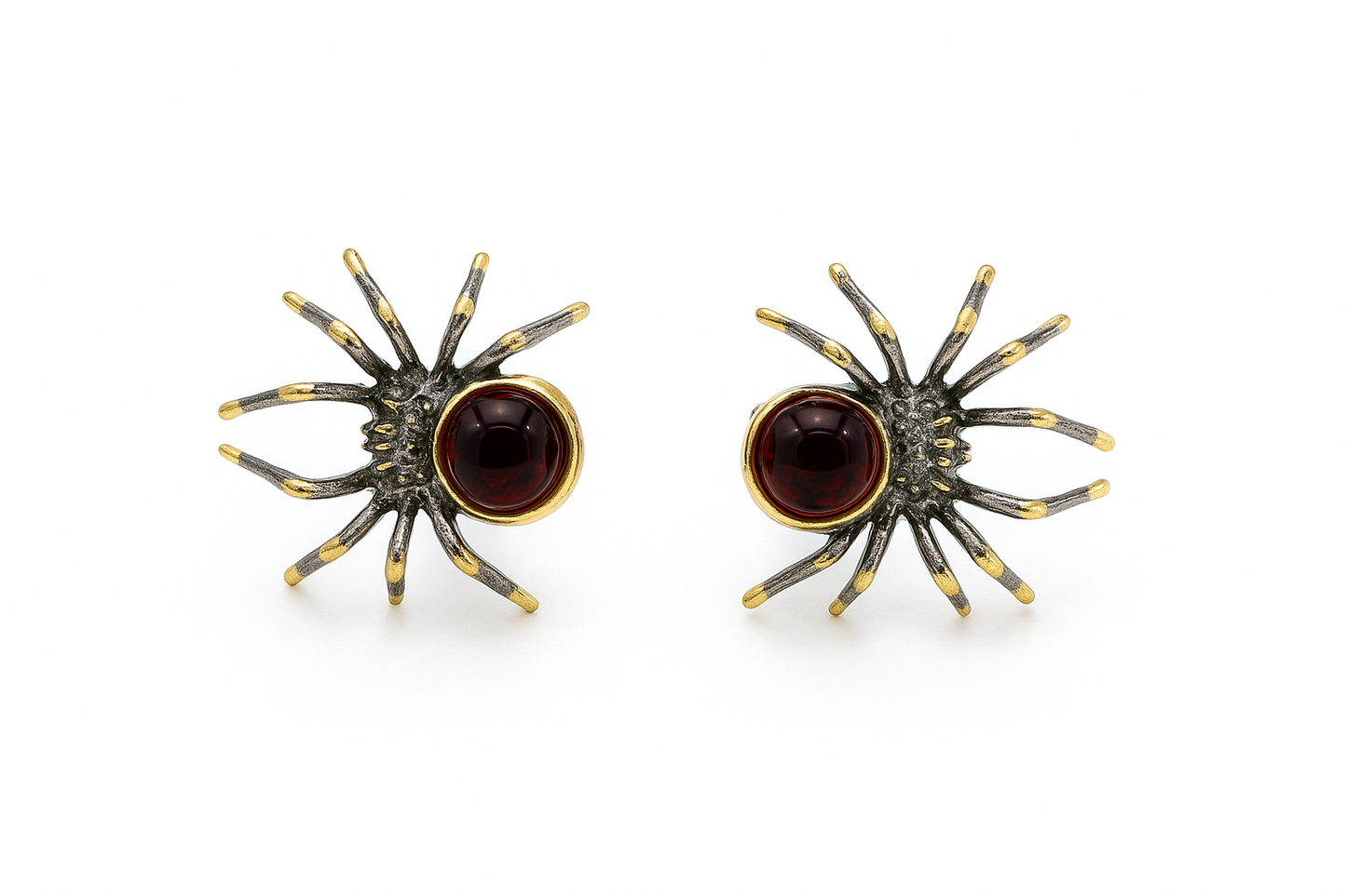 Amber Spider Stud Earrings