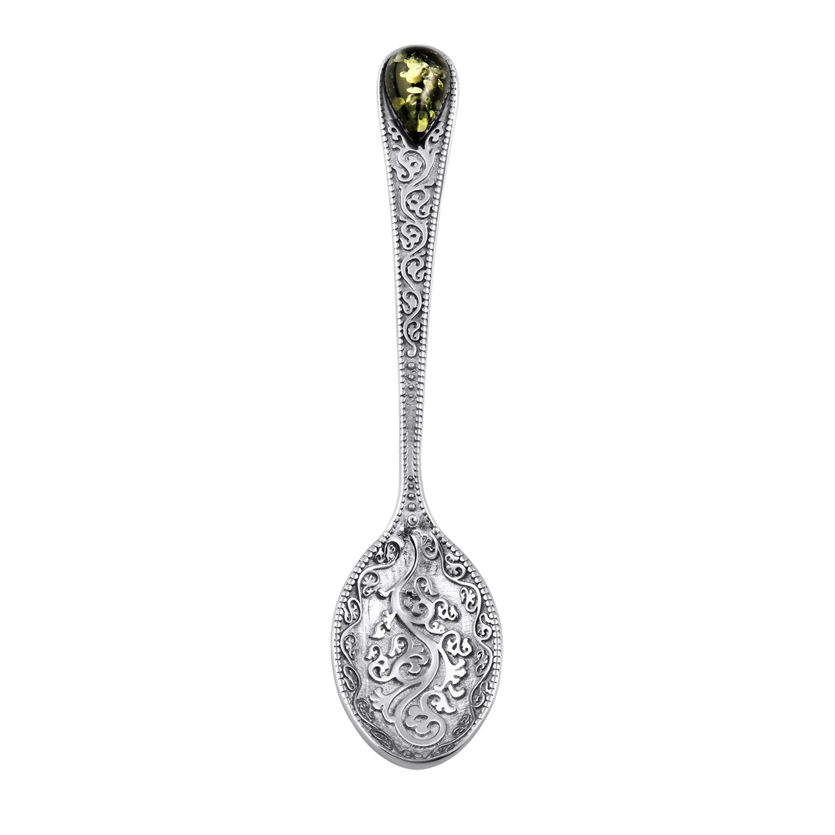 Teardrop Green Amber Silver Souvenir — DARVIN (Pre-Order)