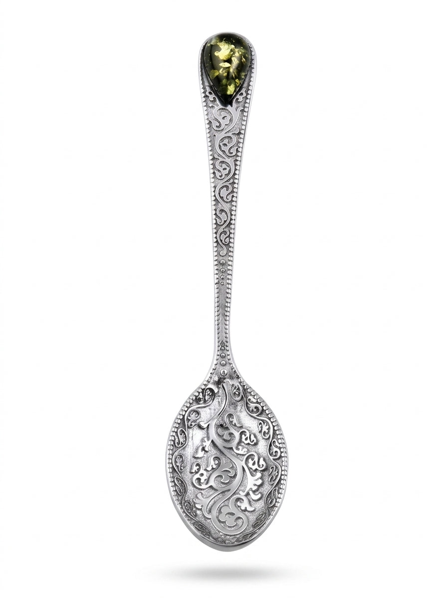 Teardrop Green Amber Silver Souvenir — DARVIN (Pre-Order)