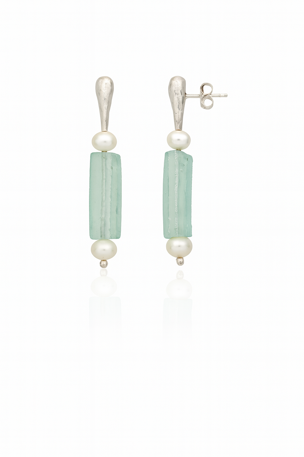 Sea Whisper Roman Glass & Pearl Earrings