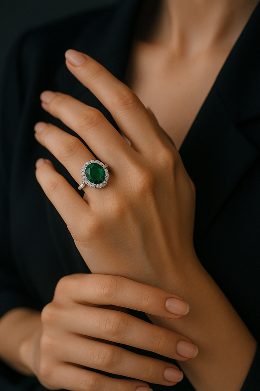 Emerald Glow Ring – Sterling Silver & Green Agate